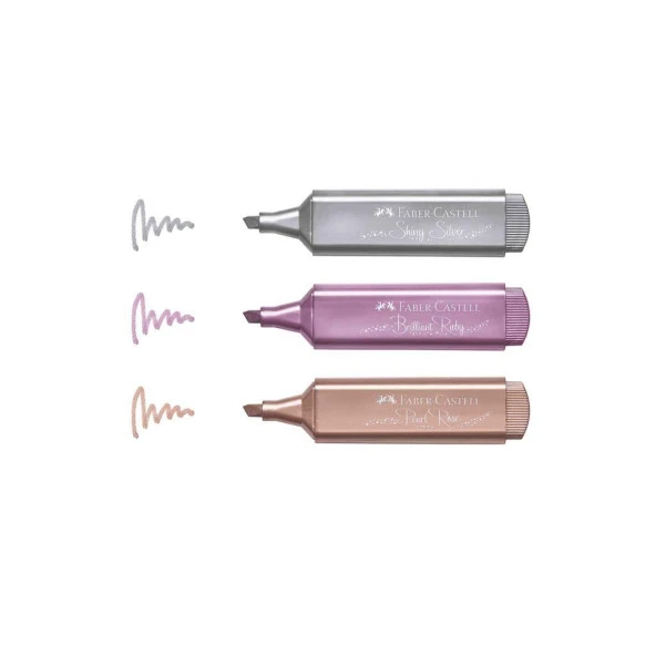 Faber-Castell Fosforlu Kalem 46 Metalik Renkler 3'lü