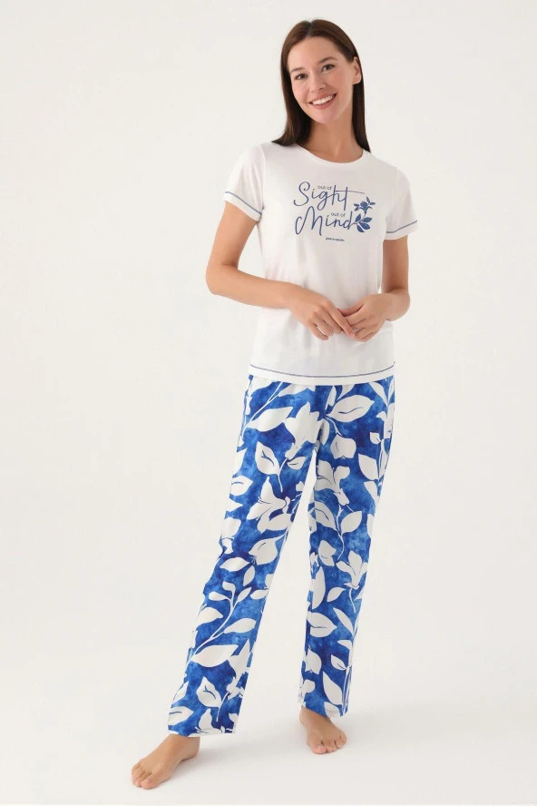 Pierre Cardin Kadın Krem Kısa Kol Pijama Takımı 8833