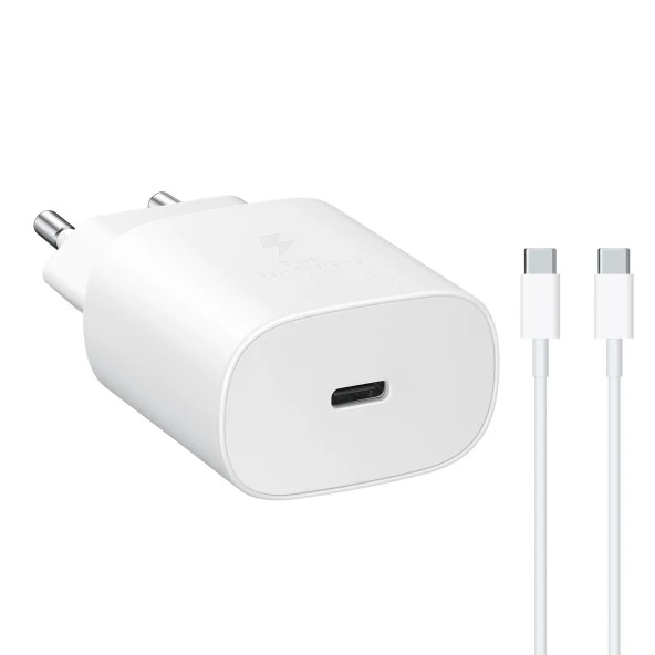 Samsung Galaxy Z Flip 5 İle Uyumlu TA800N 25W Şarj Aleti 5A 65W Type-C to Type-C 2Metre Kablolu Beyaz