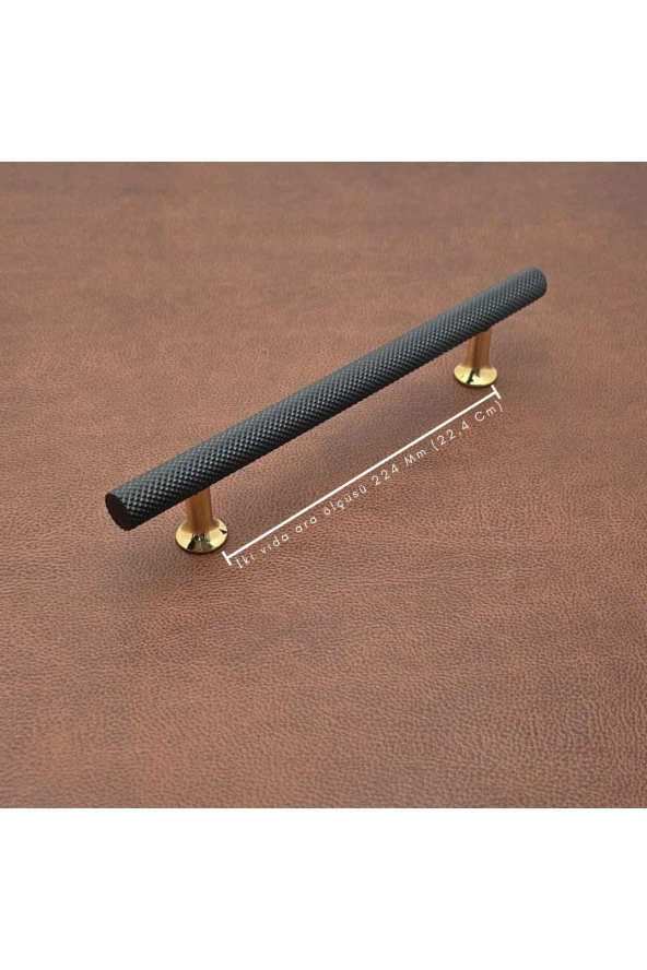 Doruk Siyah Gold Tv Ünitesi Vestiyer Yatak Odası Mutfak Dolap Çekmece Kulpu 224 Mm (22,4 Cm) 5 Adet - Resim 2