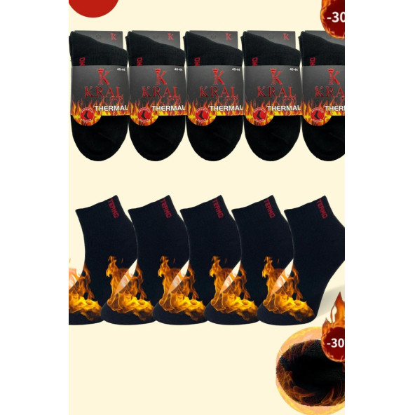 Thermo Özellikli 2X Korumalı (3 Çift) Siyah Renk Termal Erkek Kışlık Havlu Patik Çorap - 3