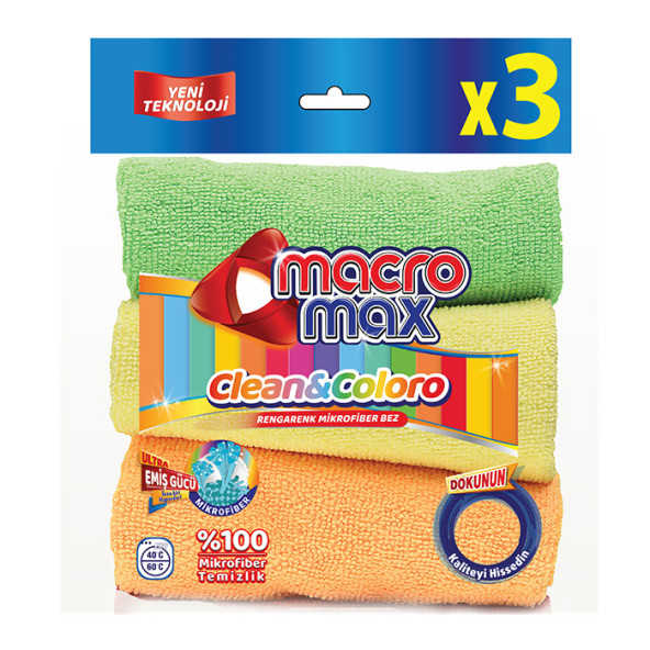 Clean & Coloro Macromax Mikrofiber Bez 3' lü