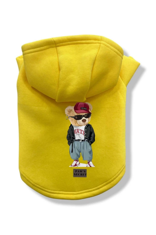 Köpek Kıyafeti Köpek Sweatshirt Hoodie Köpek Ürünleri Kedi Kıyafeti - Deri Ceketli Ayı