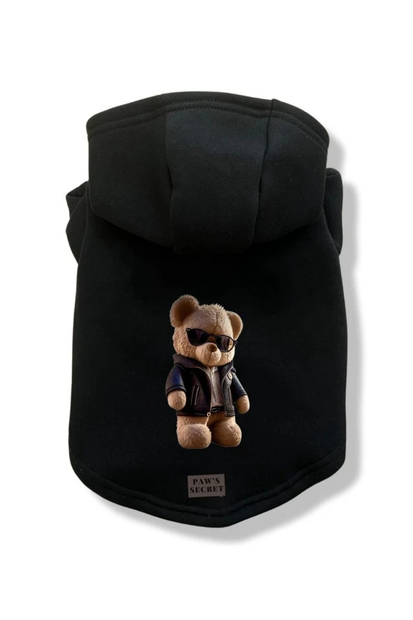 Köpek Kıyafeti Köpek Sweatshirt Hoodie Köpek Ürünleri Kedi Kıyafeti - Siyah Deri Ceketli