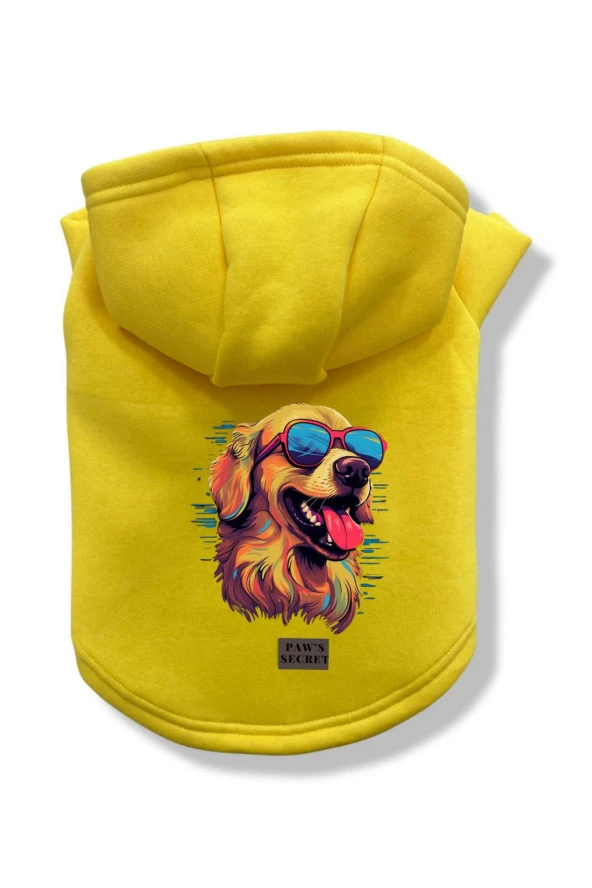 Köpek Kıyafeti Köpek Sweatshirt Hoodie Köpek Ürünleri Kedi Kıyafeti - Gözlüklü Golden