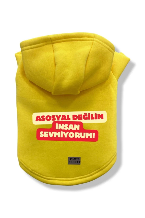 Kedi ve Köpek Kıyafeti Sweatshirt Hoodie - Asosyal Değilim