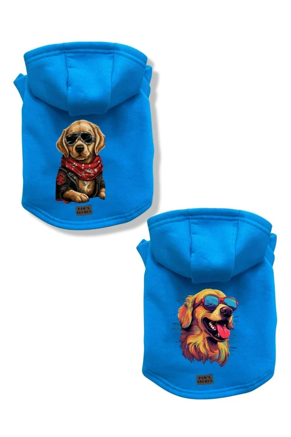 Kedi Köpek Kıyafeti Sweatshirt Golden Model Açık Mavi Kombin 2'li Set
