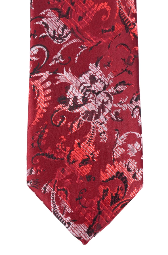 Cengiz İnler Batik Desenli Mendilli Mikrofiber Erkek Kravat