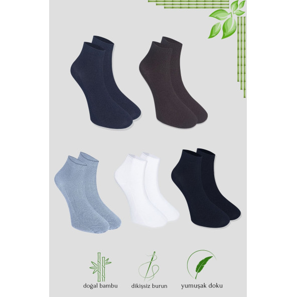 Erkek Patik Lacose Kabartma Desenli (5 ADET) Bambu Dikişsiz Parfümlü Kısa Çorap - 2