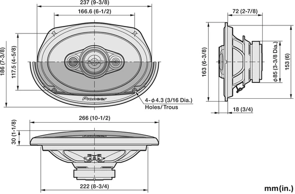 Pioneer TS-A6971F A Serisi 600 Watt Maksimum 100W RMS 6X9 Oto Hoparlör - 5