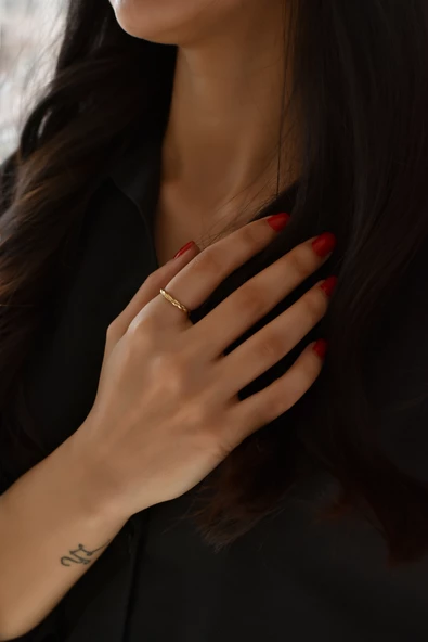 ÇG Yzk389 Hafif Burgu Altın Yüzük - 2