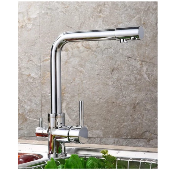 Rena Design Krom Arıtmalı Mutfak Eviye Bataryası 3 Yollu L Boru Lüx Su Tasaruflu Musluk - 2