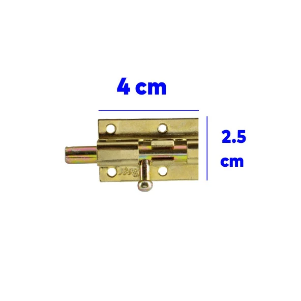 Küçük Mavzer Sürgü Sürgülü Sürgüsü Kilit 25x40 mm Kapı Pencere Emniyet Kilidi Metal Prinç Sarı - 3