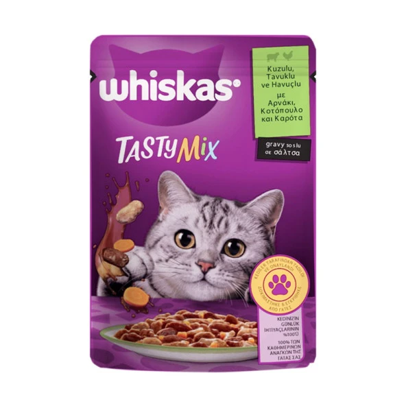 Whiskas TastyMix Kuzu Tavuk Havuç Gravy Yaş Mama 85 Gr