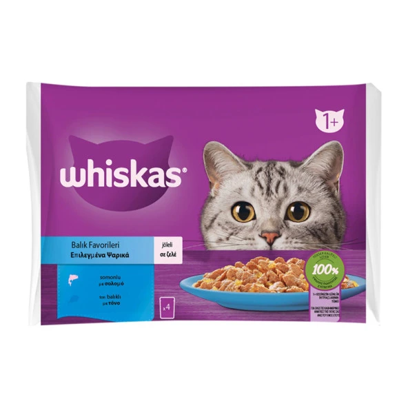 Whiskas Somonlu Ton Balıklı Kedi Yaş Mama 4x85 Gr