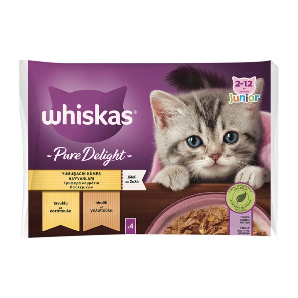 Whiskas Pure Delight Tavuk Hindi Yavru Kedi Yaş Mama 4x85 Gr