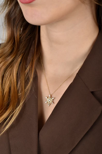 ÇG Kly384 Kar Tanesi Model Altın Kolye - 2