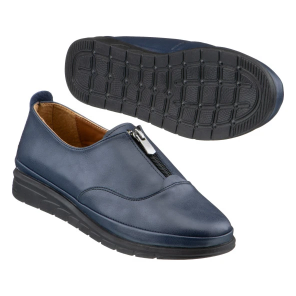 Lacivert Fermuarlı Kadın Ayakkabı - 2