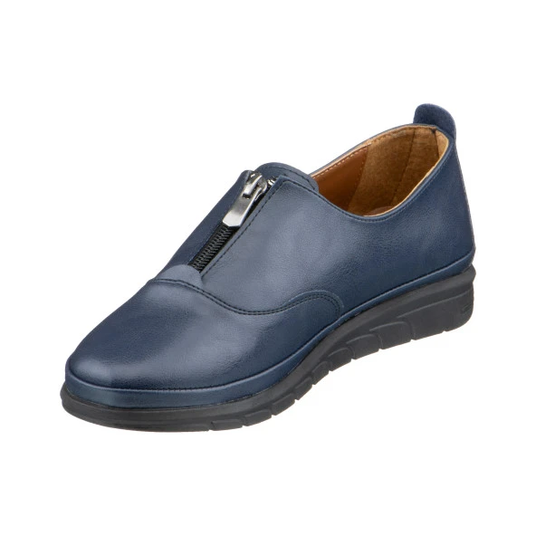 Lacivert Fermuarlı Kadın Ayakkabı - 5