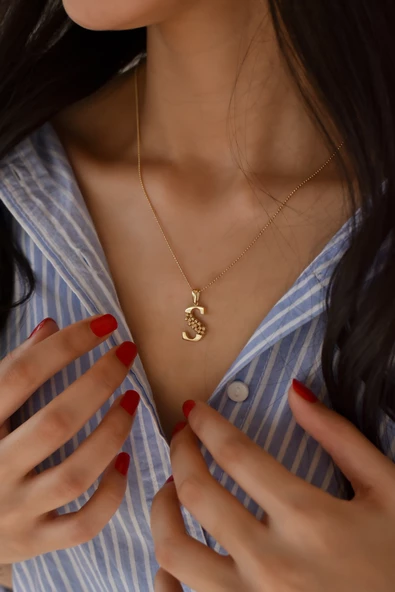 ÇG Kly428 S Harfli Altın Kolye - 2