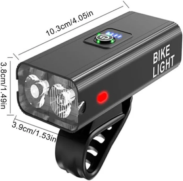 FORTE GT 6051 Bisiklet 2 x T6 Led Ön Far USB Şarjlı Alüminyum Alaşım Siyah - Resim 5