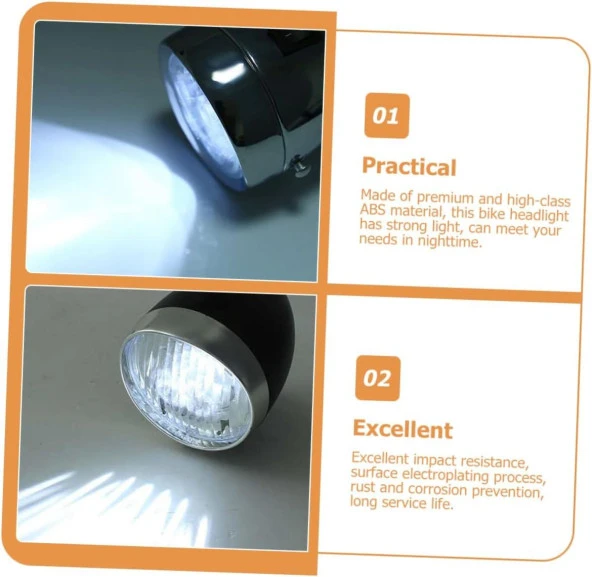 Forte Gt 2525 Bisiklet Ön Arka Retro Işık 4xAAA Pilli 360° Dönebilen Yüksek Güçlü Far - 7