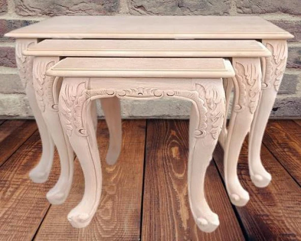 Zigon Sehpa 90364 Model HAM Aslan Ayak Lüks Oyma Klasik Kayın Kaplama El Yapım - Resim 2