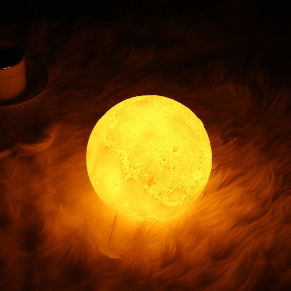 TOPTANBULURUM Gün Işığı  3D Ay Gece Lambası Dekoratif Küre Led Başucu Lambası