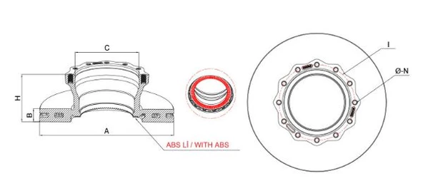 ARKA FREN DISKI MAN L200012.163-12.153 ABS'LI 330M - 2