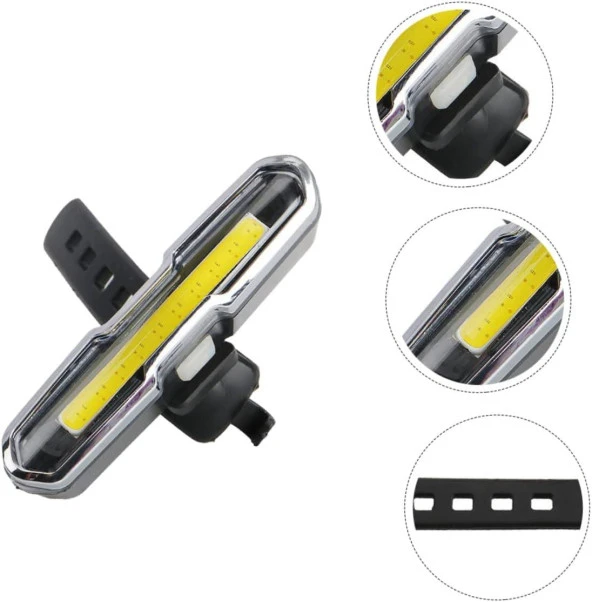 6017-Mavi Kırmızı Çakarlı Usb Şarjlı Bisiklet Stop Lambası - 3