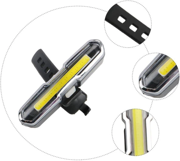 6017-Mavi Kırmızı Çakarlı Usb Şarjlı Bisiklet Stop Lambası - 5