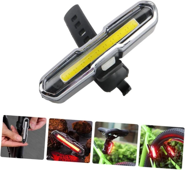 6017-Mavi Kırmızı Çakarlı Usb Şarjlı Bisiklet Stop Lambası - 6