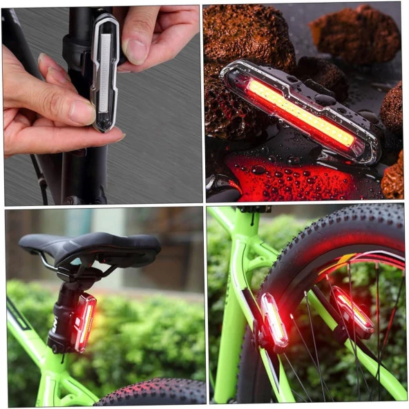 6017-Mavi Kırmızı Çakarlı Usb Şarjlı Bisiklet Stop Lambası - 9