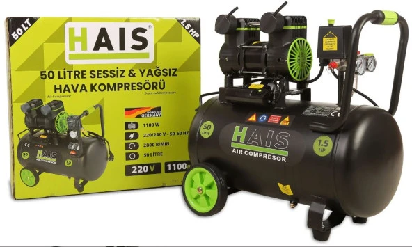 HAİS 50 Litre SESSİZ YAĞSIZ HAVA KOMPRESÖRÜ 1.5HP