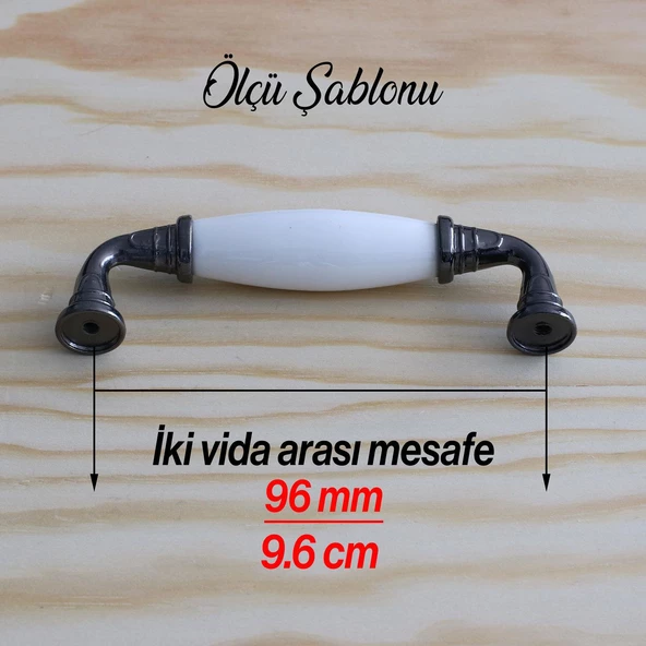 Gerçek Porselen Beyaz Füme 96 Mm Mobilya Mutfak Kulpları Dolap Dolabı Kapak Kulpu Çekmece Kulbu - 6