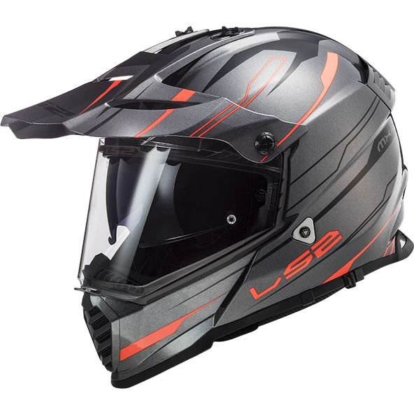 LS2 PIONEER EVO KNIGHT TITANIUM-TURUNCU KASK