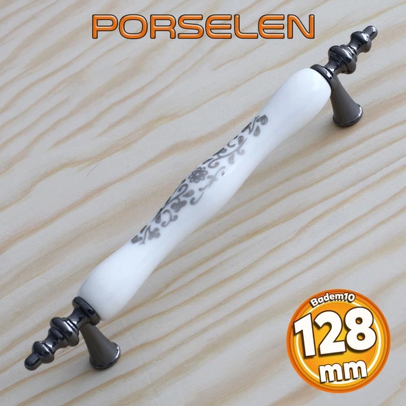 Gerçek Porselen Beyaz Füme 128 Mm Kulp Mobilya Çekmece Mutfak Kulpları Kulpu Kulbu Dolabı Dolap ürün görseli