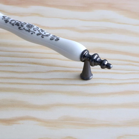 Gerçek Porselen Beyaz Füme 128 Mm Kulp Mobilya Çekmece Mutfak Kulpları Kulpu Kulbu Dolabı Dolap - Resim 4