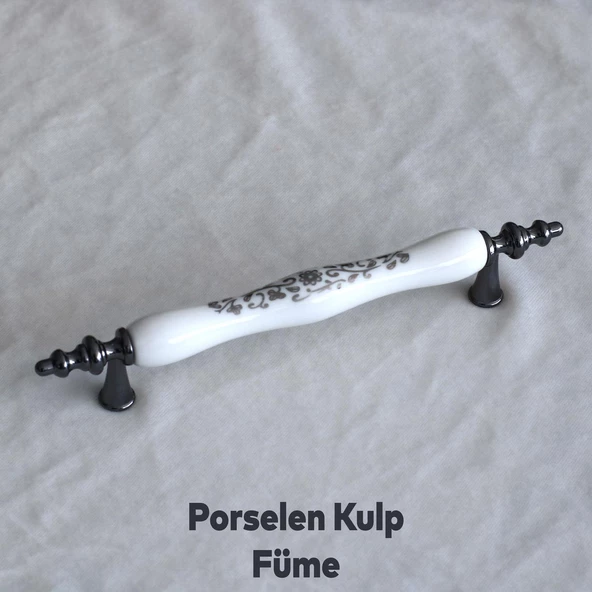 Gerçek Porselen Beyaz Füme 128 Mm Kulp Mobilya Çekmece Mutfak Kulpları Kulpu Kulbu Dolabı Dolap - Resim 5