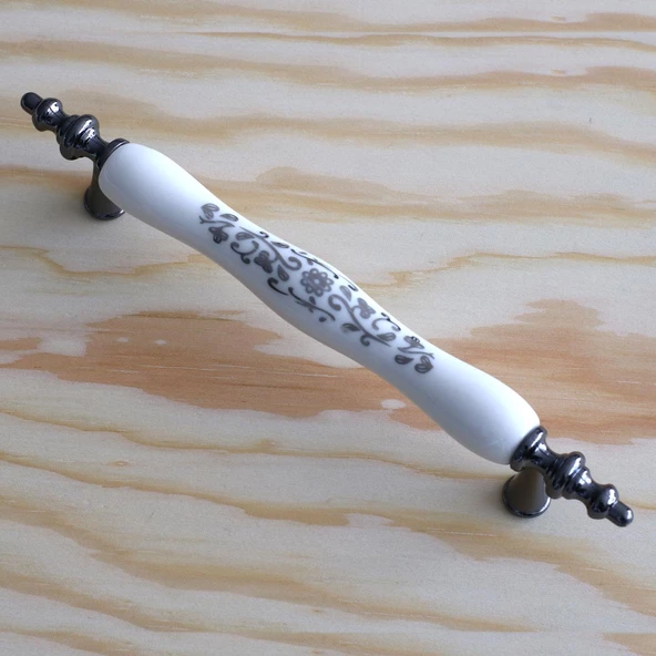 Gerçek Porselen Beyaz Füme 128 Mm Kulp Mobilya Çekmece Mutfak Kulpları Kulpu Kulbu Dolabı Dolap - Resim 3