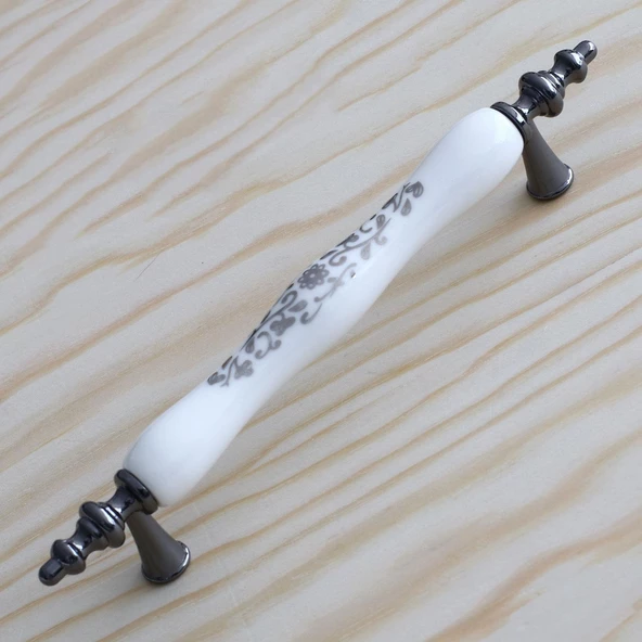 Gerçek Porselen Beyaz Füme 128 Mm Kulp Mobilya Çekmece Mutfak Kulpları Kulpu Kulbu Dolabı Dolap - Resim 2
