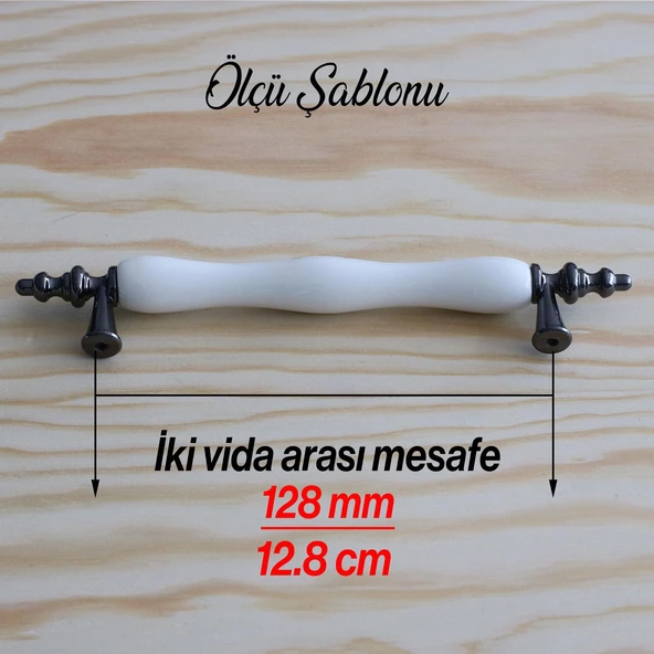 Gerçek Porselen Beyaz Füme 128 Mm Kulp Mobilya Çekmece Mutfak Kulpları Kulpu Kulbu Dolabı Dolap - Resim 6