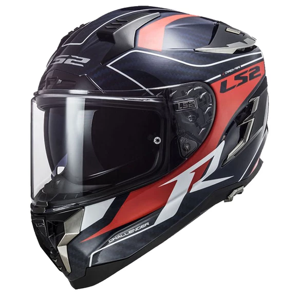 LS2 CHALLENGER C KARBON GRID MAVİ-KARBON-KIRMIZI KASK