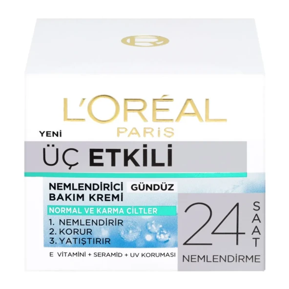 L'OREAL PARIS ÜÇ ETKİLİ NEMLENDİRİCİ KREM FERAHLIK NORMAL KARMA CİLT 50 ML