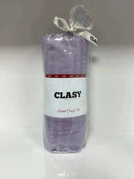 Clasy Ranforce Lastikli Çarşaf Seti Tek Kişilik Çizgili Düz Mor