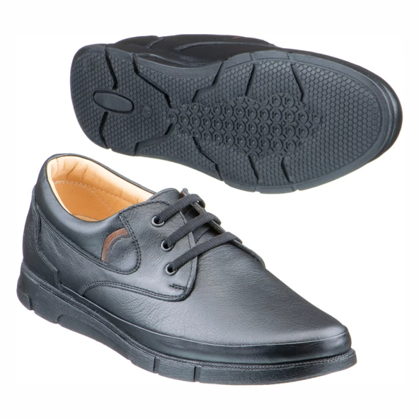 Siyah Parça Detaylı Bağcıklı Erkek Ayakkabı - Resim 2