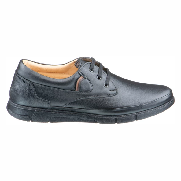 Siyah Parça Detaylı Bağcıklı Erkek Ayakkabı - Resim 3