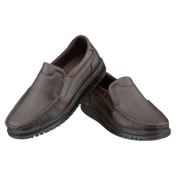 Kahverengi Baskılı Deri Erkek Ayakkabı