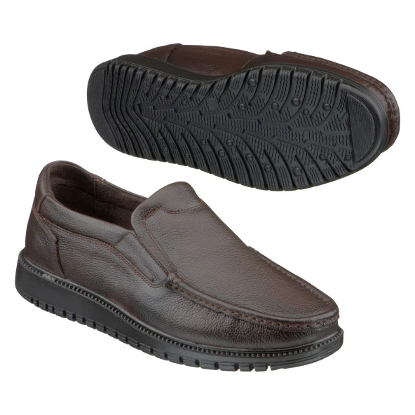 Kahverengi Baskılı Deri Erkek Ayakkabı - 2