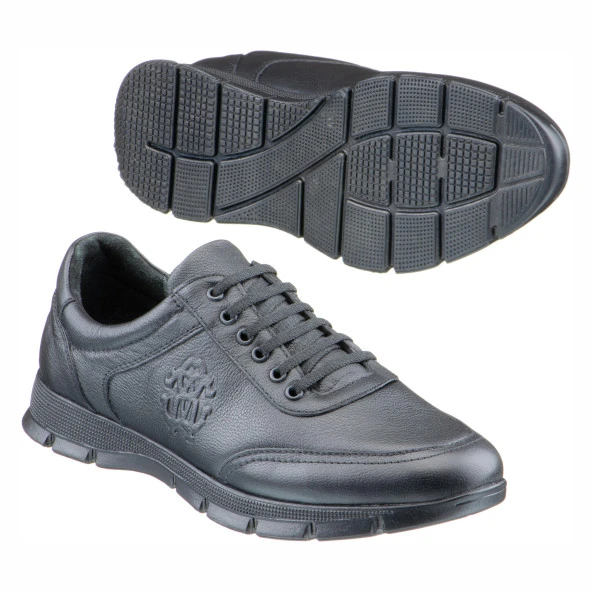 Siyah Dikiş Detaylı Bağcıklı Erkek Ayakkabı - Resim 2